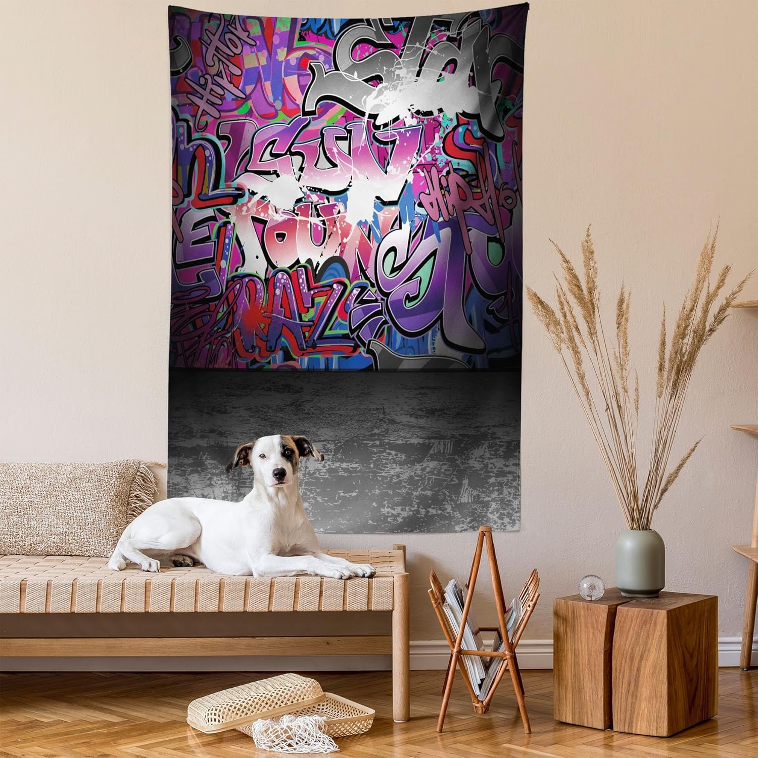 image:imageAmbesonne Graffiti Tapestry Urban Life Grunge Street Art Wall Backdrop with Hip Hop Funk Design Wall Hanging for Bedroom Living Room Dorm Decor 40 X 60 Grey Purple