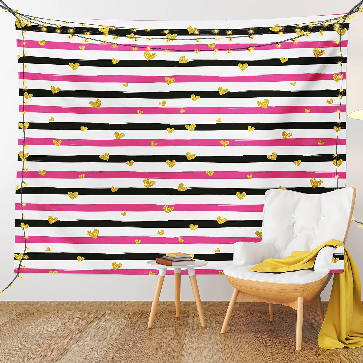 imageAmbesonne Modern Art Tapestry Hippie Funk Trippy Objects UFO Music Box Lips Tapes and Speakers Image Wall Hanging for Bedroom Living Room Dorm Decor 40 X 60 RainbowWhite Pink