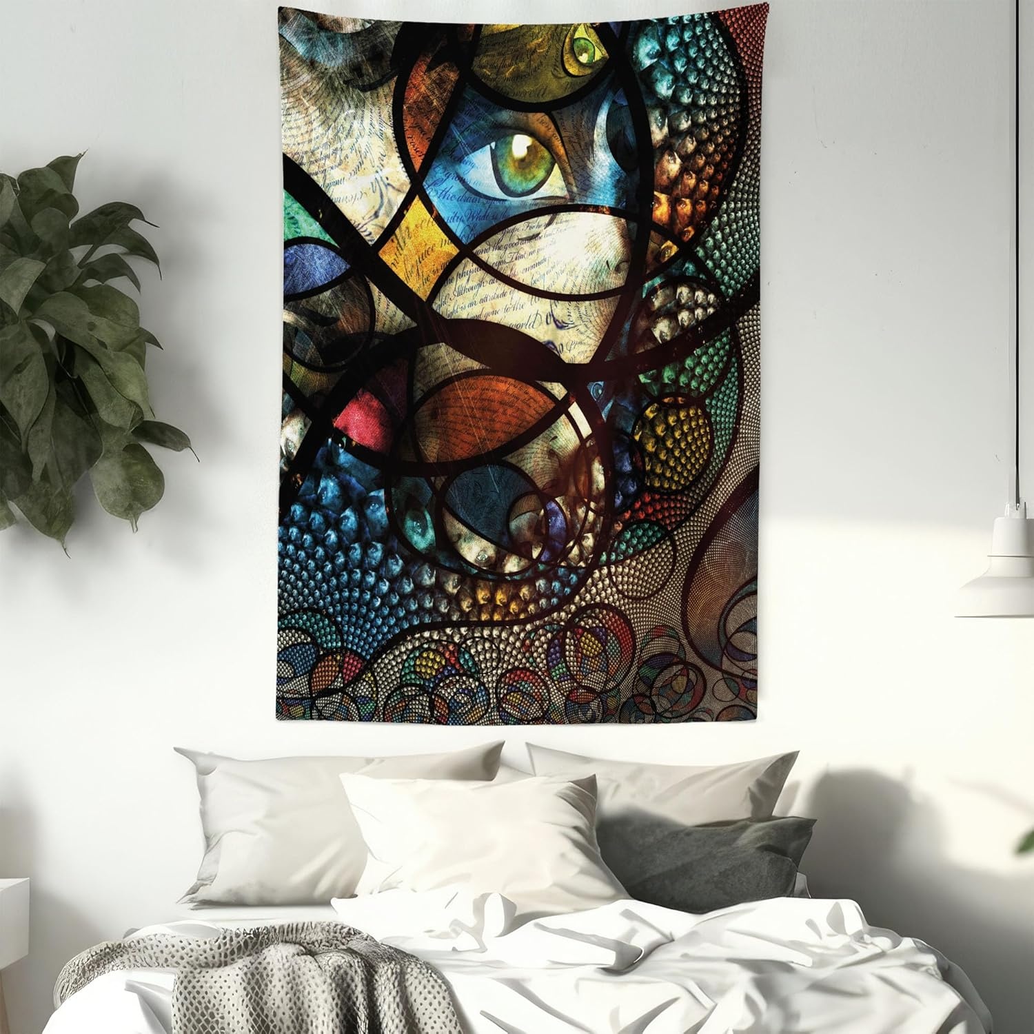 imageAmbesonne Modern Art Tapestry Hippie Funk Trippy Objects UFO Music Box Lips Tapes and Speakers Image Wall Hanging for Bedroom Living Room Dorm Decor 40 X 60 RainbowTaupe Sepia