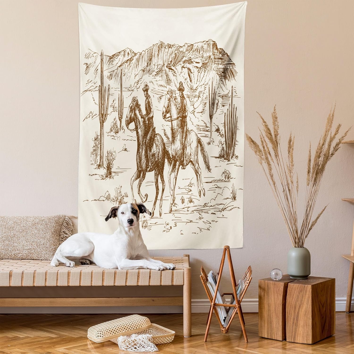 imageAmbesonne Modern Art Tapestry Hippie Funk Trippy Objects UFO Music Box Lips Tapes and Speakers Image Wall Hanging for Bedroom Living Room Dorm Decor 40 X 60 RainbowCream Umber