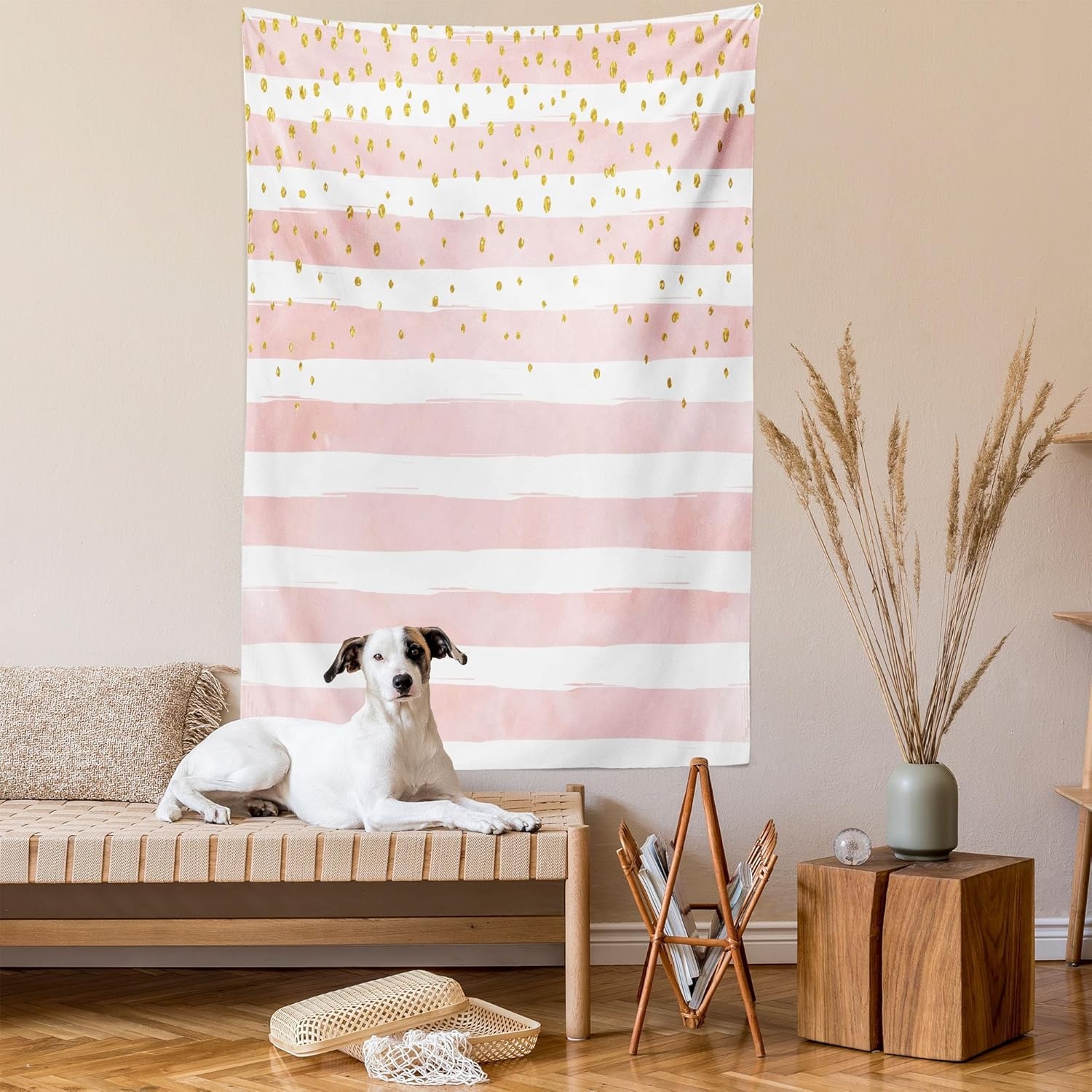 imageAmbesonne Modern Art Tapestry Hippie Funk Trippy Objects UFO Music Box Lips Tapes and Speakers Image Wall Hanging for Bedroom Living Room Dorm Decor 40 X 60 RainbowPink Yellow