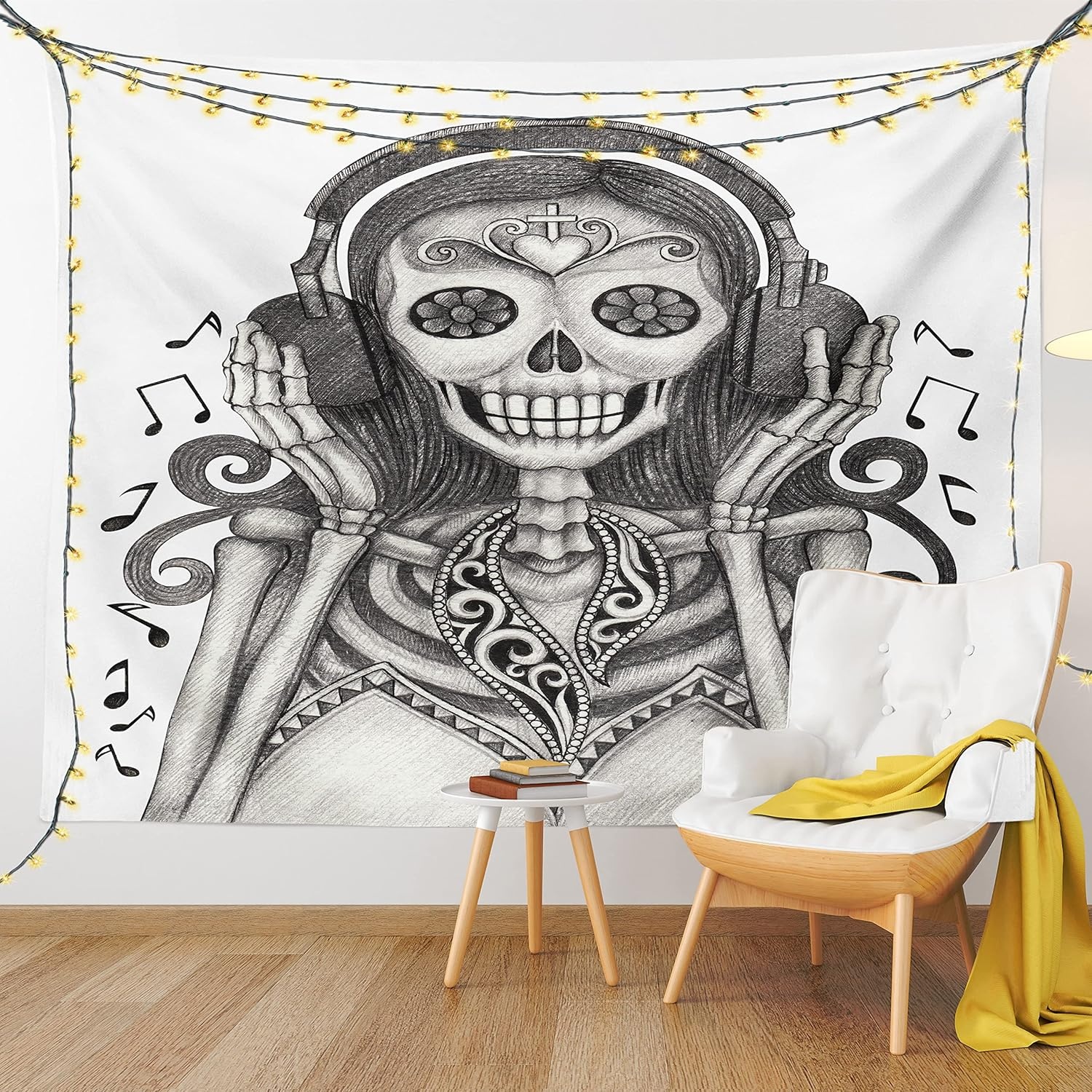 imageAmbesonne Modern Art Tapestry Hippie Funk Trippy Objects UFO Music Box Lips Tapes and Speakers Image Wall Hanging for Bedroom Living Room Dorm Decor 40 X 60 RainbowDust and Dimgrey