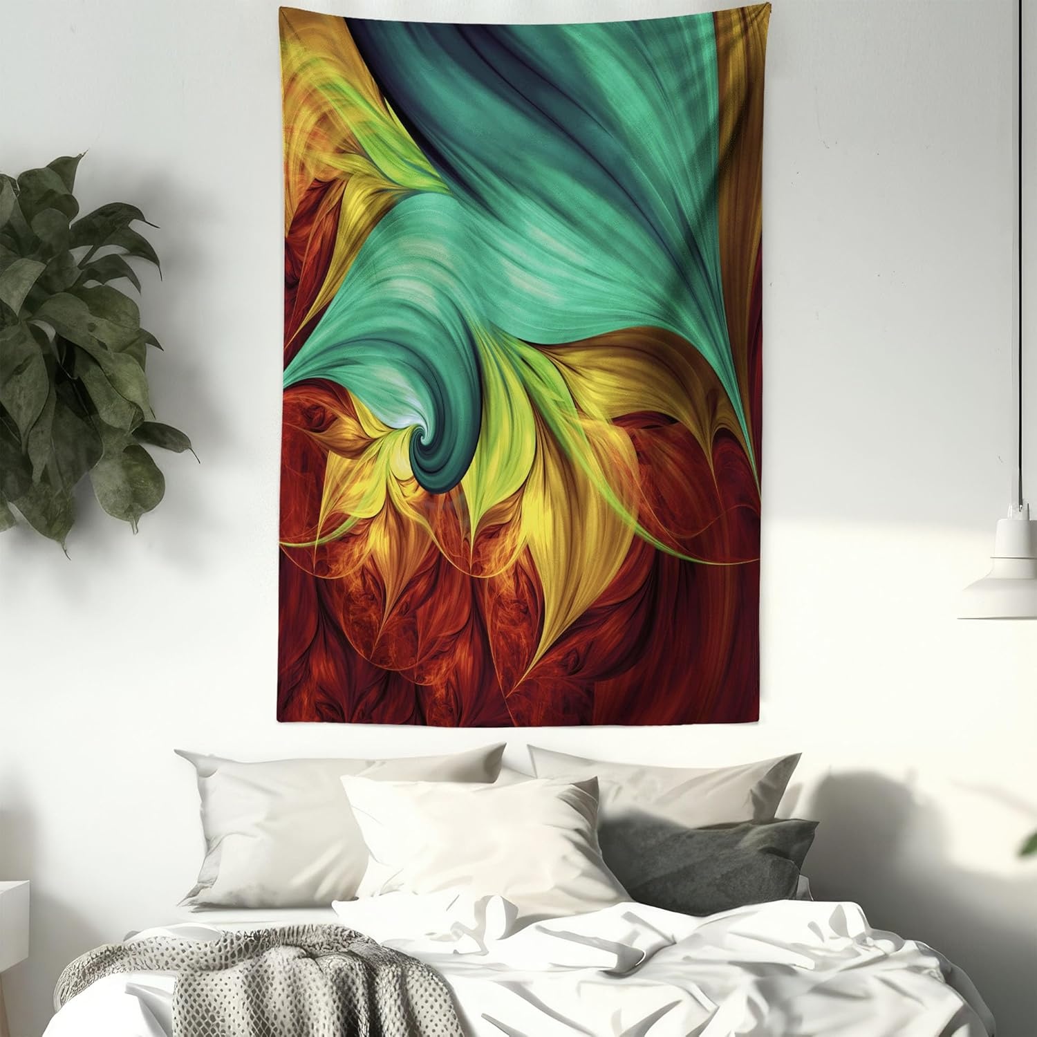 imageAmbesonne Modern Art Tapestry Hippie Funk Trippy Objects UFO Music Box Lips Tapes and Speakers Image Wall Hanging for Bedroom Living Room Dorm Decor 40 X 60 RainbowYellow Teal