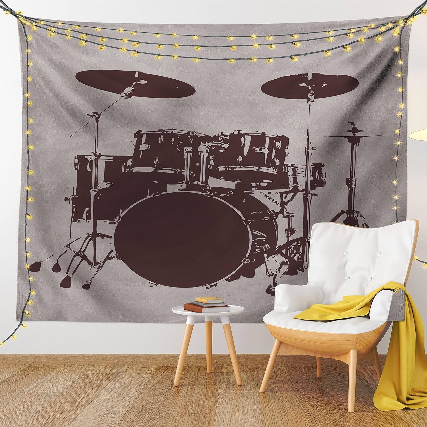 imageAmbesonne Modern Art Tapestry Hippie Funk Trippy Objects UFO Music Box Lips Tapes and Speakers Image Wall Hanging for Bedroom Living Room Dorm Decor 40 X 60 RainbowPale Sage