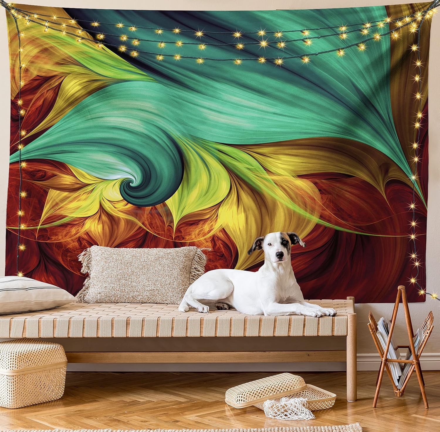 imageAmbesonne Modern Art Tapestry Hippie Funk Trippy Objects UFO Music Box Lips Tapes and Speakers Image Wall Hanging for Bedroom Living Room Dorm Decor 40 X 60 RainbowYellow Teal