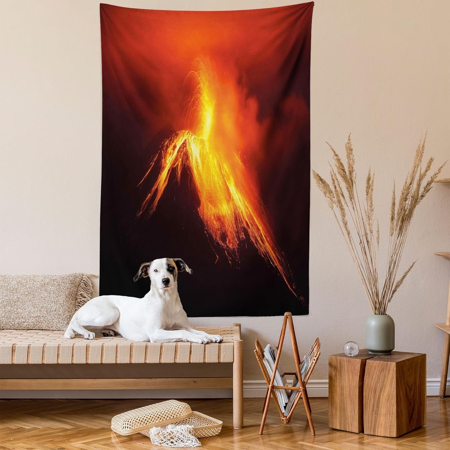 imageAmbesonne Modern Art Tapestry Hippie Funk Trippy Objects UFO Music Box Lips Tapes and Speakers Image Wall Hanging for Bedroom Living Room Dorm Decor 40 X 60 RainbowOrange Yellow Black