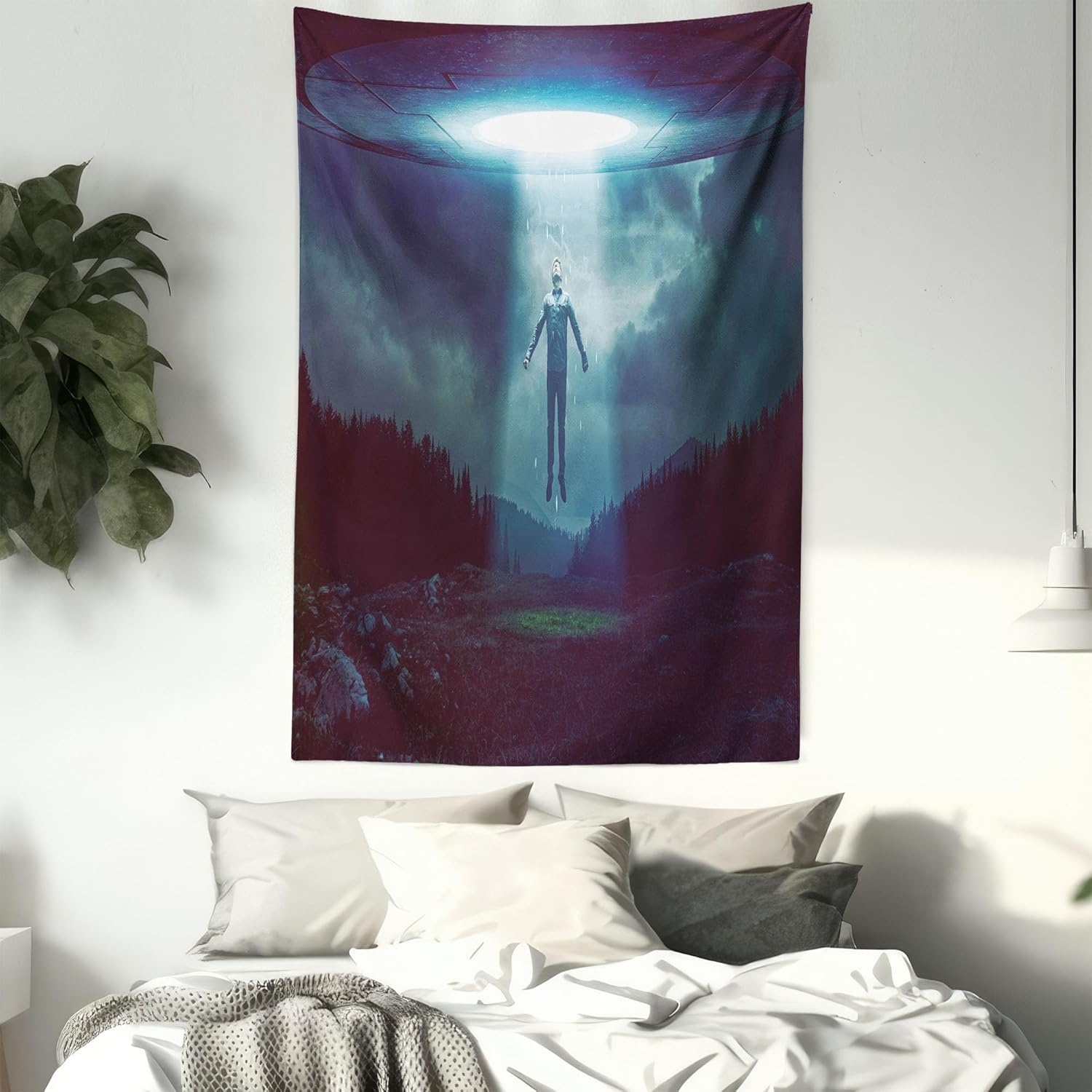 imageAmbesonne Modern Art Tapestry Hippie Funk Trippy Objects UFO Music Box Lips Tapes and Speakers Image Wall Hanging for Bedroom Living Room Dorm Decor 40 X 60 RainbowBurgundy Teal