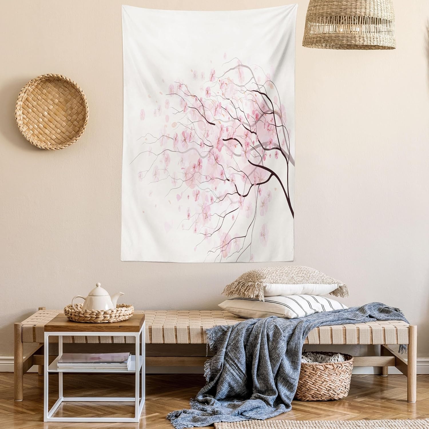 imageAmbesonne Modern Art Tapestry Hippie Funk Trippy Objects UFO Music Box Lips Tapes and Speakers Image Wall Hanging for Bedroom Living Room Dorm Decor 40 X 60 RainbowPink White