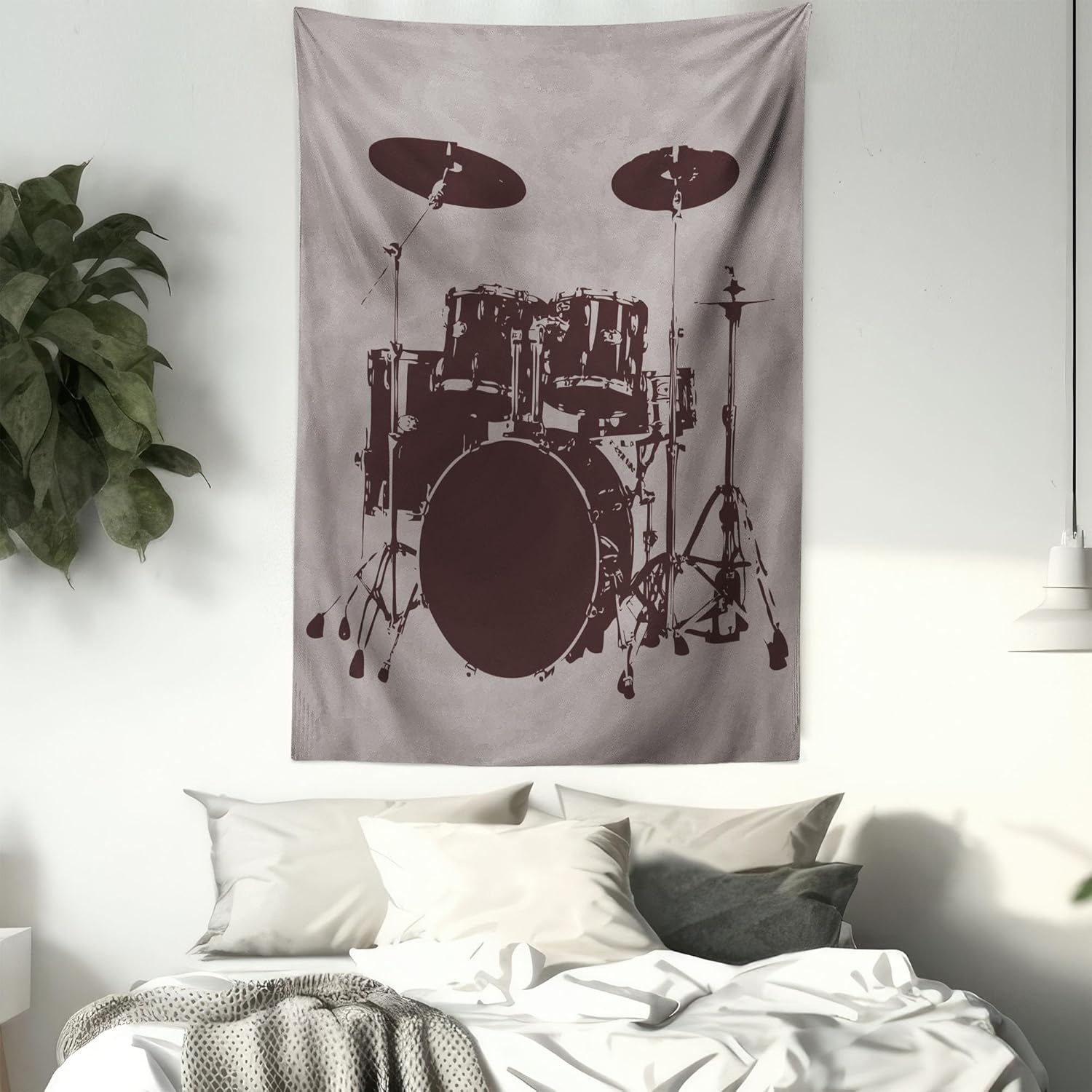 imageAmbesonne Modern Art Tapestry Hippie Funk Trippy Objects UFO Music Box Lips Tapes and Speakers Image Wall Hanging for Bedroom Living Room Dorm Decor 40 X 60 RainbowPale Sage