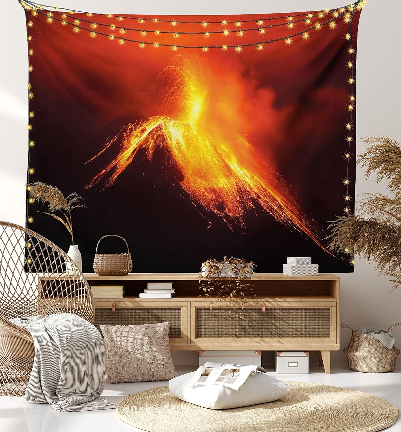 imageAmbesonne Modern Art Tapestry Hippie Funk Trippy Objects UFO Music Box Lips Tapes and Speakers Image Wall Hanging for Bedroom Living Room Dorm Decor 40 X 60 RainbowOrange Yellow Black