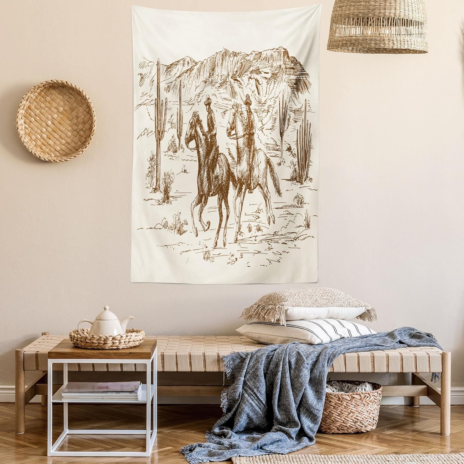 imageAmbesonne Modern Art Tapestry Hippie Funk Trippy Objects UFO Music Box Lips Tapes and Speakers Image Wall Hanging for Bedroom Living Room Dorm Decor 40 X 60 RainbowCream Umber