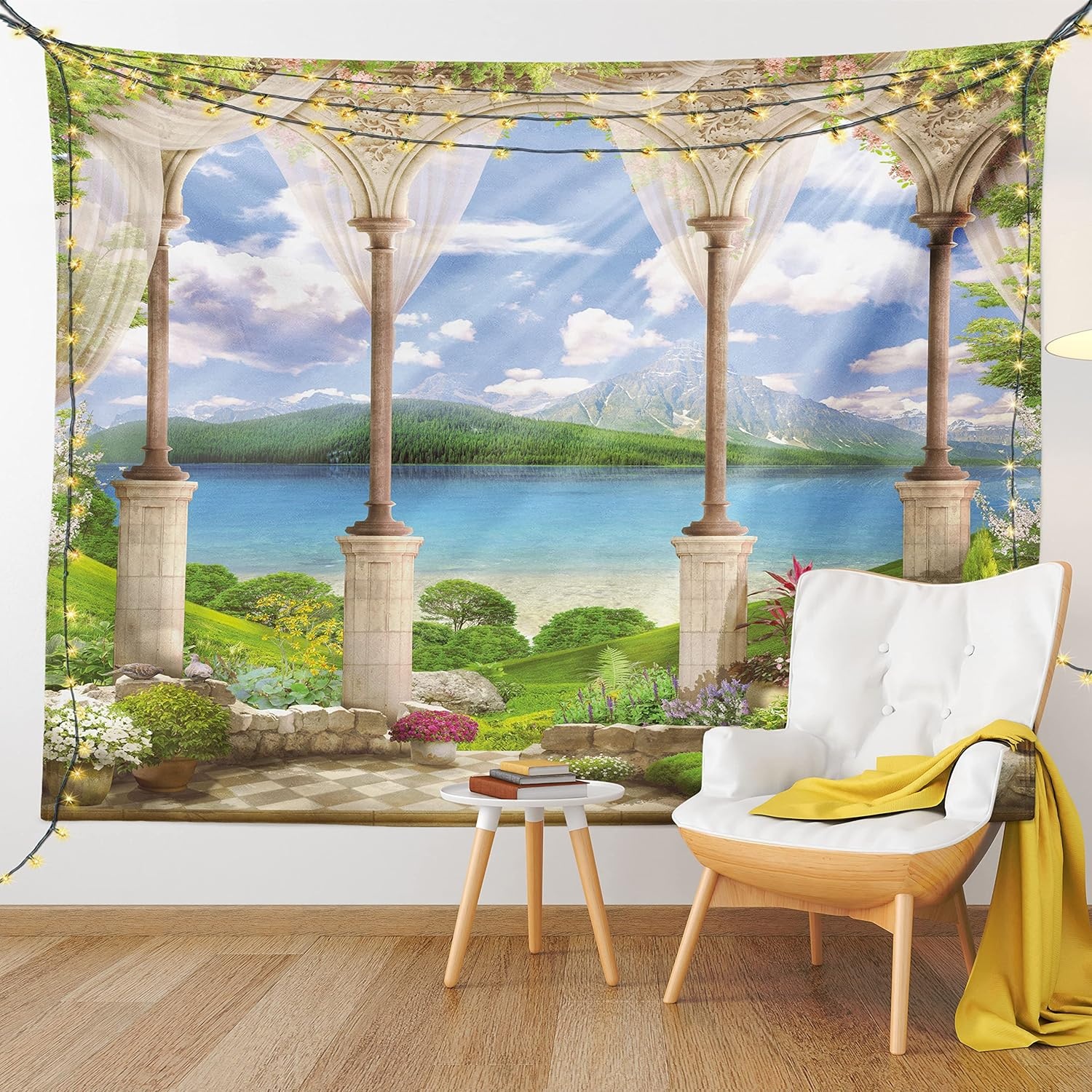imageAmbesonne Modern Art Tapestry Hippie Funk Trippy Objects UFO Music Box Lips Tapes and Speakers Image Wall Hanging for Bedroom Living Room Dorm Decor 40 X 60 RainbowFern Green