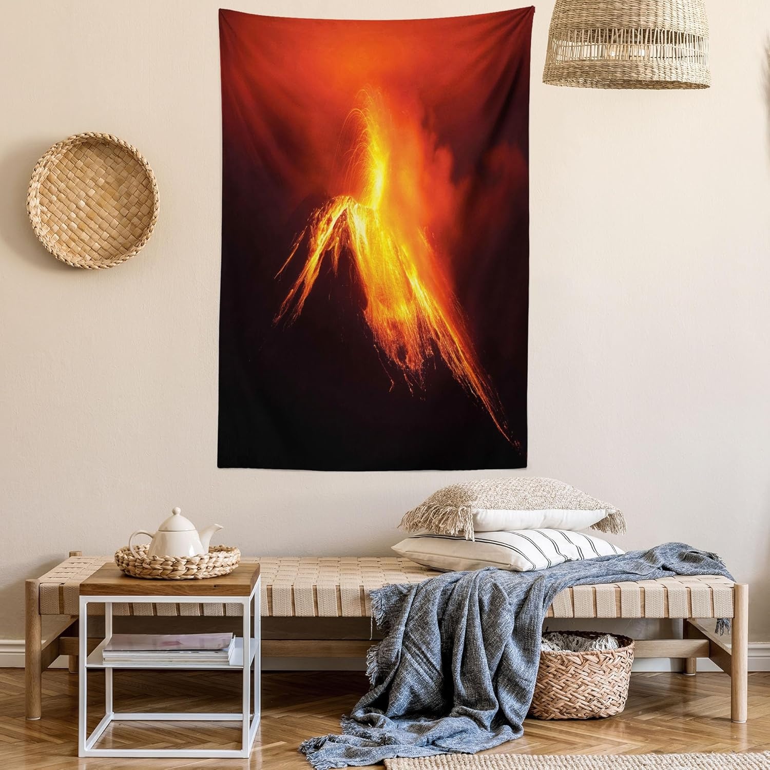 imageAmbesonne Modern Art Tapestry Hippie Funk Trippy Objects UFO Music Box Lips Tapes and Speakers Image Wall Hanging for Bedroom Living Room Dorm Decor 40 X 60 RainbowOrange Yellow Black