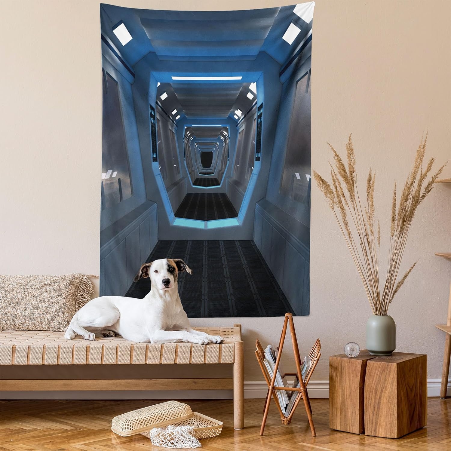 imageAmbesonne Modern Art Tapestry Hippie Funk Trippy Objects UFO Music Box Lips Tapes and Speakers Image Wall Hanging for Bedroom Living Room Dorm Decor 40 X 60 RainbowPurpleblue