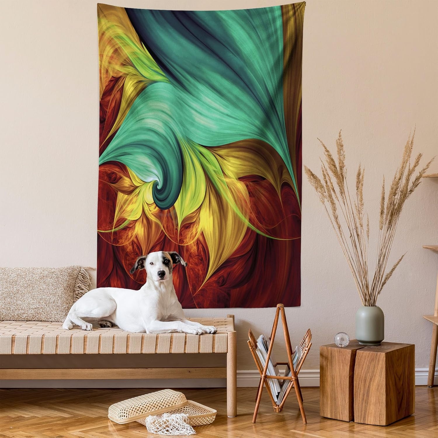 imageAmbesonne Modern Art Tapestry Hippie Funk Trippy Objects UFO Music Box Lips Tapes and Speakers Image Wall Hanging for Bedroom Living Room Dorm Decor 40 X 60 RainbowYellow Teal