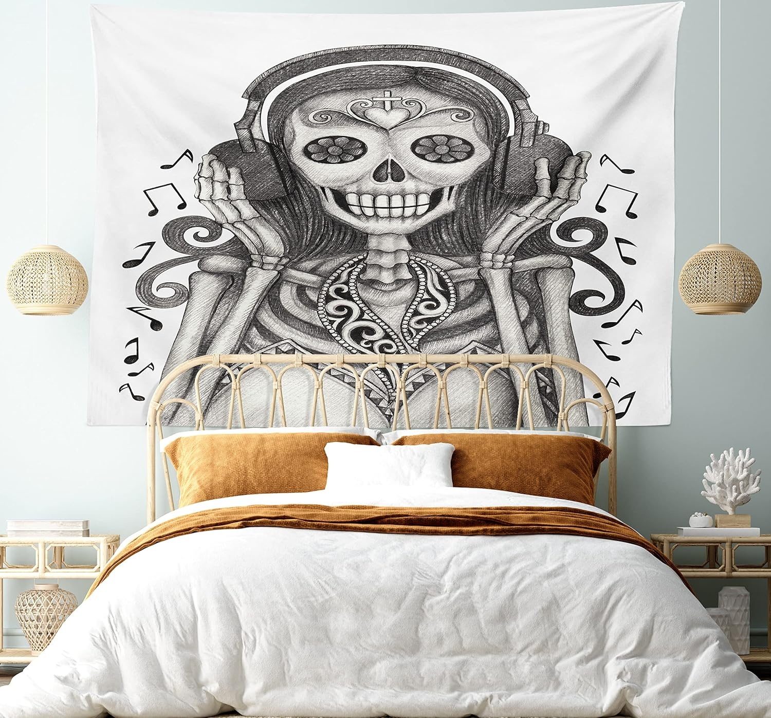 imageAmbesonne Modern Art Tapestry Hippie Funk Trippy Objects UFO Music Box Lips Tapes and Speakers Image Wall Hanging for Bedroom Living Room Dorm Decor 40 X 60 RainbowDust and Dimgrey