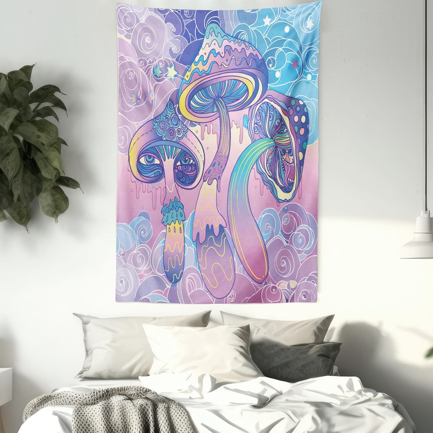 image:imageAmbesonne Mushroom Tapestry Trippy Drawing Design Sixties Visionary Psychedelic Shamanic Wall Hanging for Bedroom Living Room Dorm Decor 40 X 60 Pink Purple
