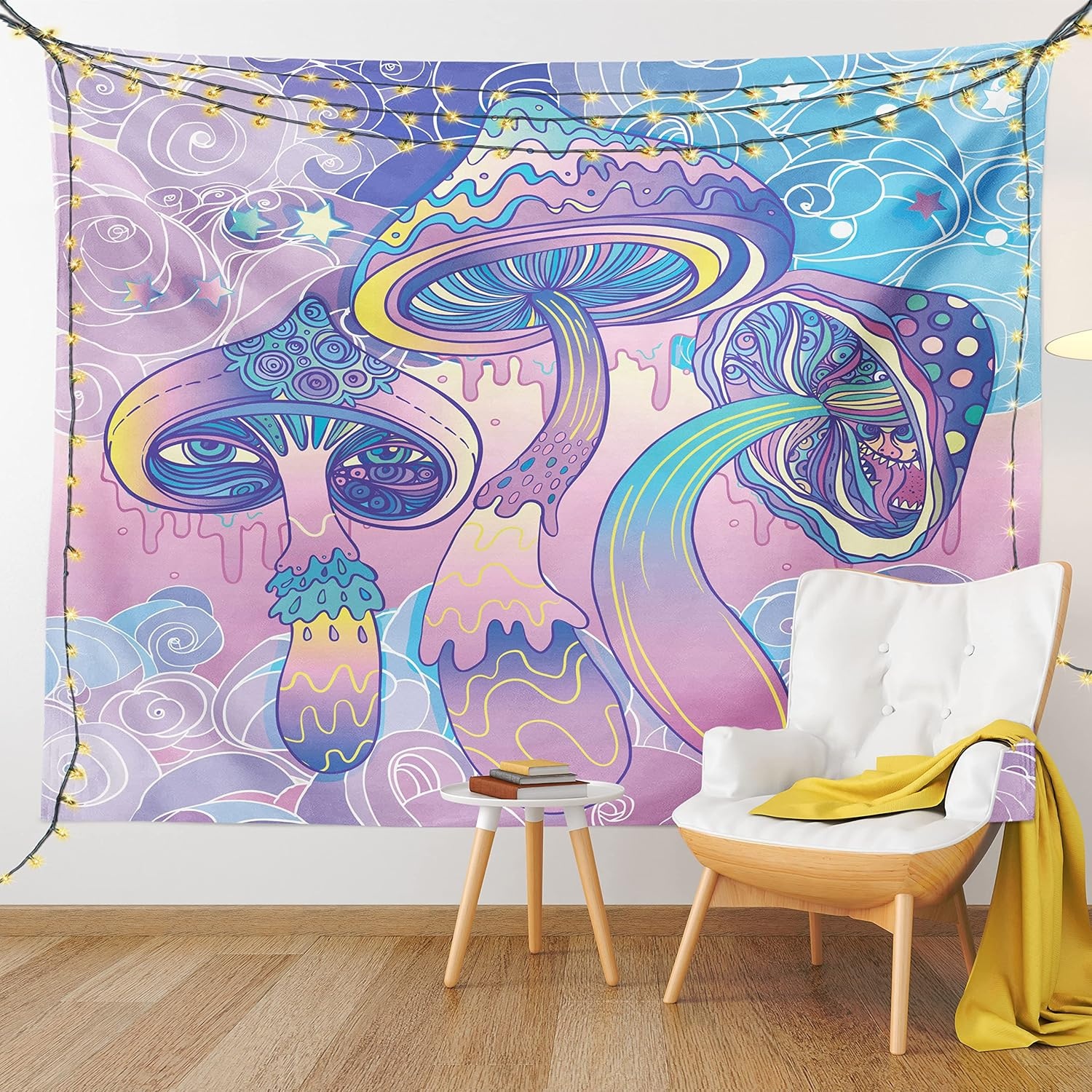 image:imageAmbesonne Mushroom Tapestry Trippy Drawing Design Sixties Visionary Psychedelic Shamanic Wall Hanging for Bedroom Living Room Dorm Decor 40 X 60 Pink Purple