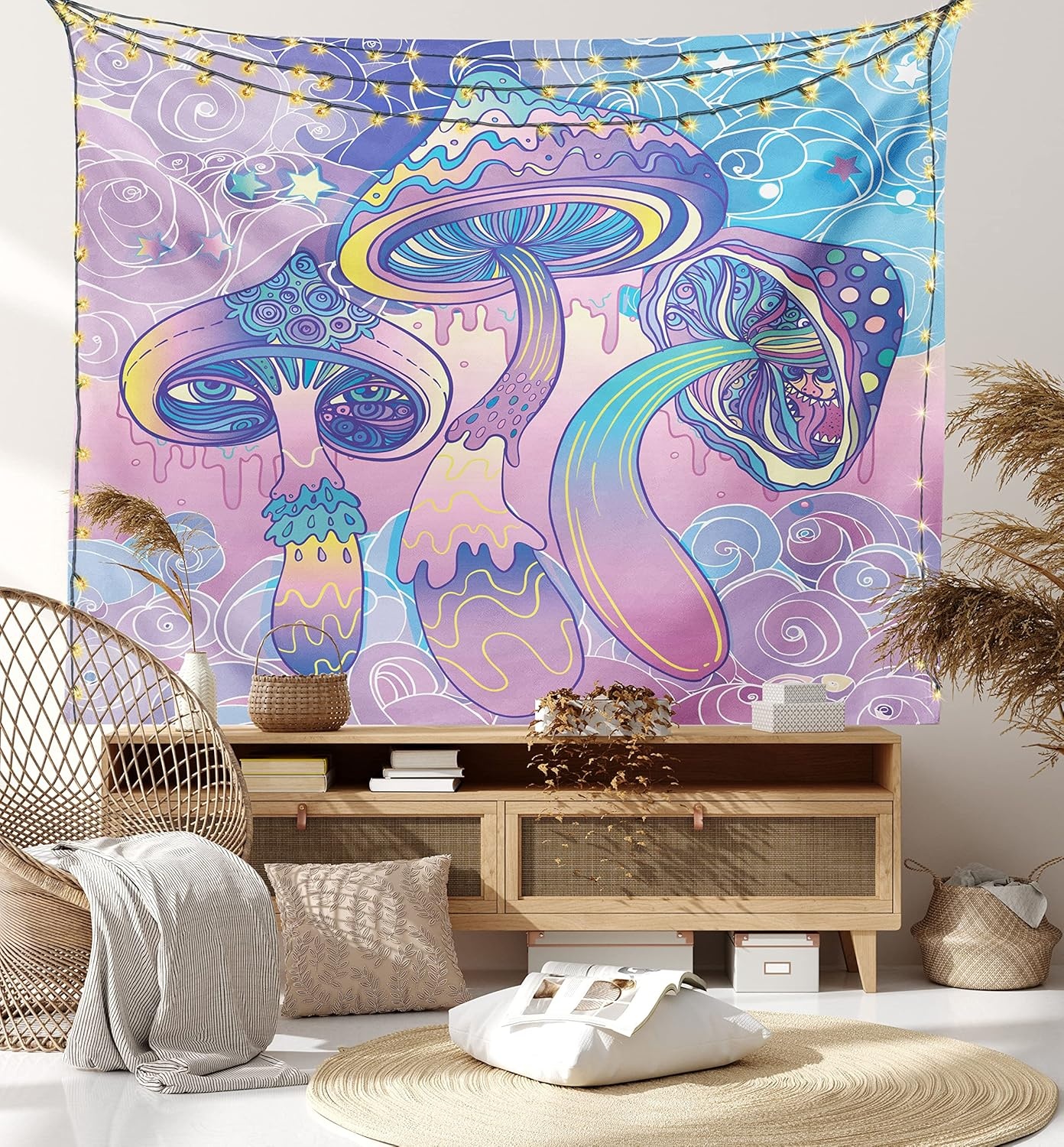 image:imageAmbesonne Mushroom Tapestry Trippy Drawing Design Sixties Visionary Psychedelic Shamanic Wall Hanging for Bedroom Living Room Dorm Decor 40 X 60 Pink Purple