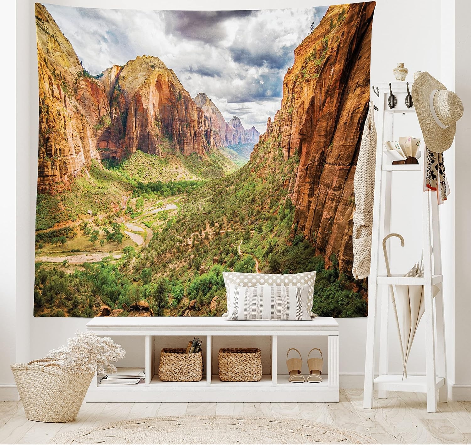 image:imageAmbesonne National Parks Tapestry Utah Plateau Mojave Desert Southwest Erosion Native Aztec Print Wall Hanging for Bedroom Living Room Dorm Decor 40 X 60 Brown Green