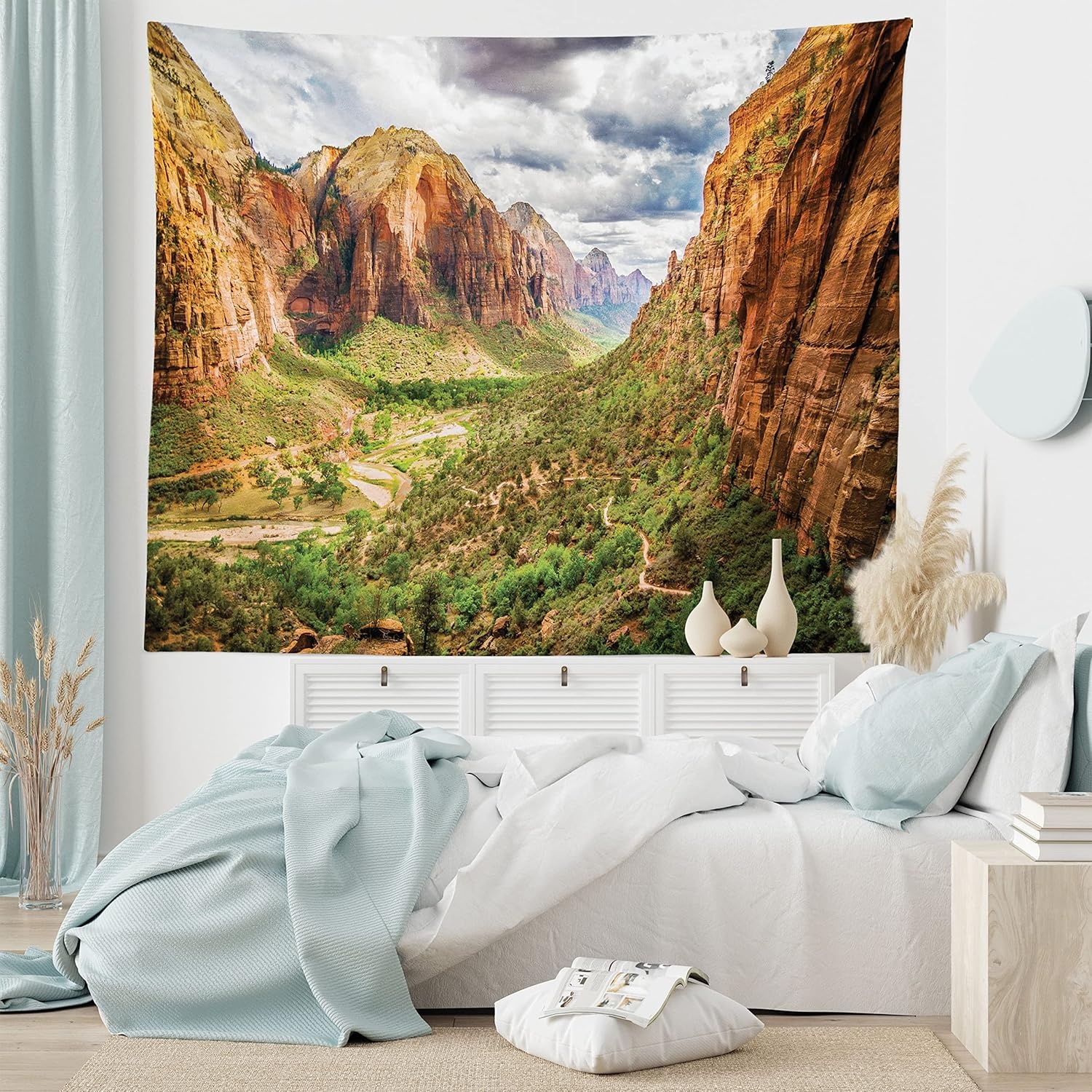 image:imageAmbesonne National Parks Tapestry Utah Plateau Mojave Desert Southwest Erosion Native Aztec Print Wall Hanging for Bedroom Living Room Dorm Decor 40 X 60 Brown Green