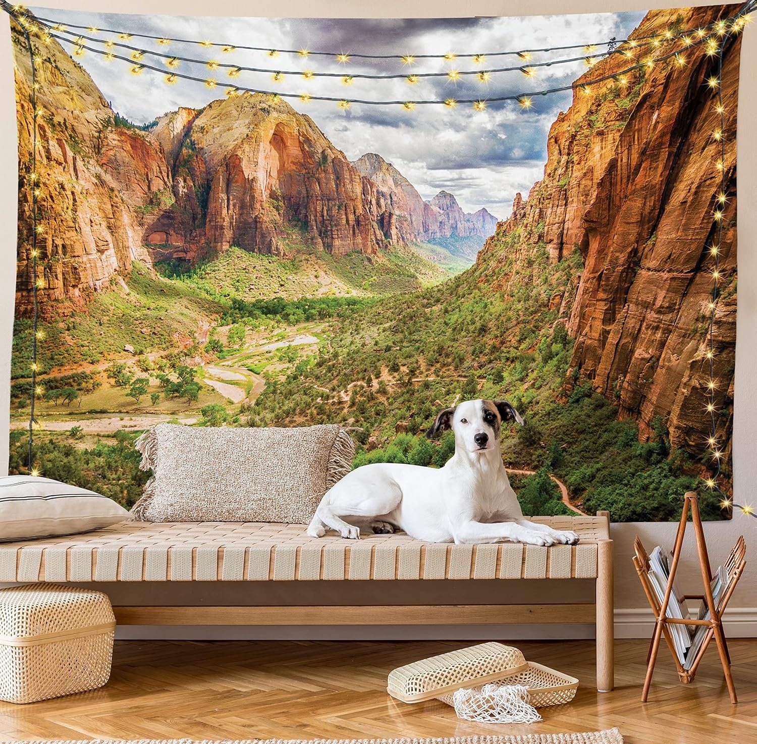 image:imageAmbesonne National Parks Tapestry Utah Plateau Mojave Desert Southwest Erosion Native Aztec Print Wall Hanging for Bedroom Living Room Dorm Decor 40 X 60 Brown Green