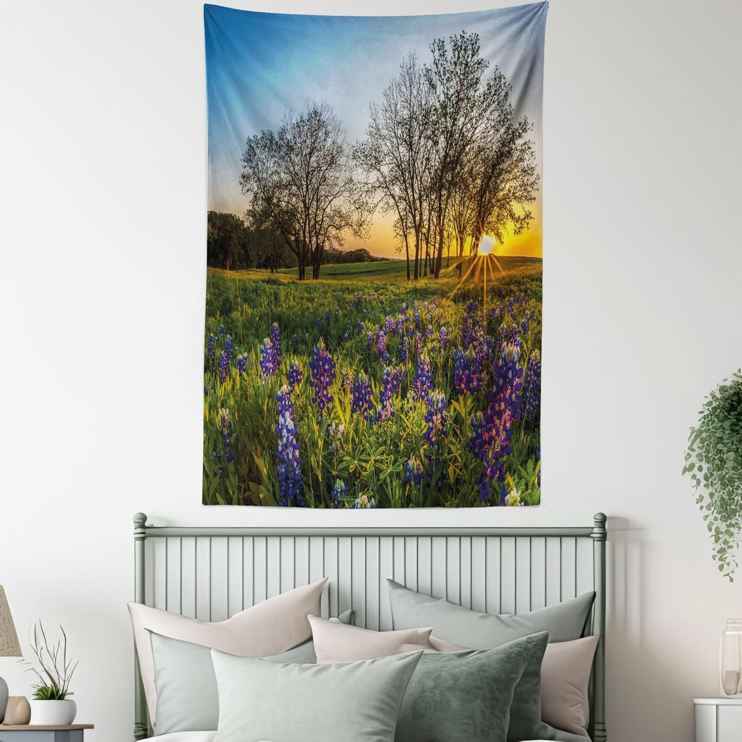 image:imageAmbesonne Nature Tapestry Country Scenery Meadow at Sunset Spring Season Beauty Foliage Eco Picture Wall Hanging for Bedroom Living Room Dorm Decor 40 X 60 Lavender Green