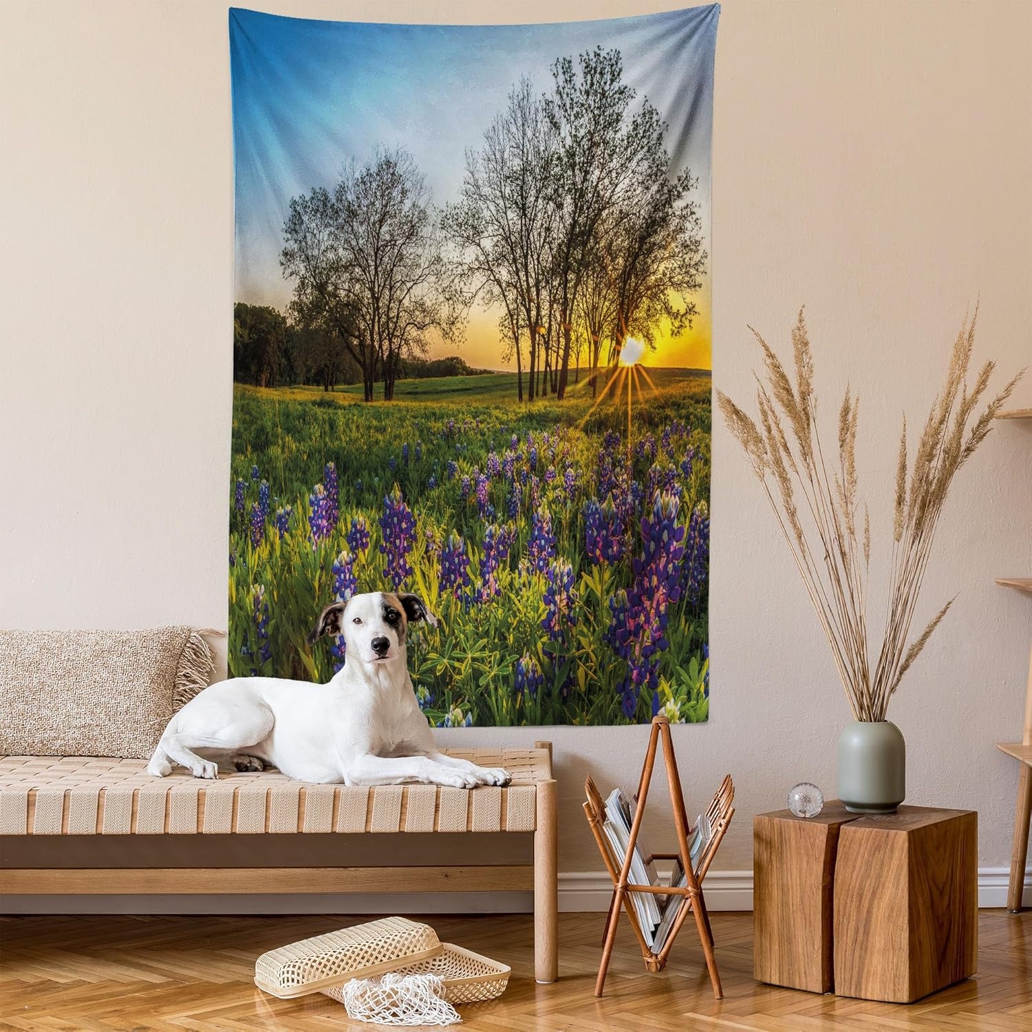 image:imageAmbesonne Nature Tapestry Country Scenery Meadow at Sunset Spring Season Beauty Foliage Eco Picture Wall Hanging for Bedroom Living Room Dorm Decor 40 X 60 Lavender Green