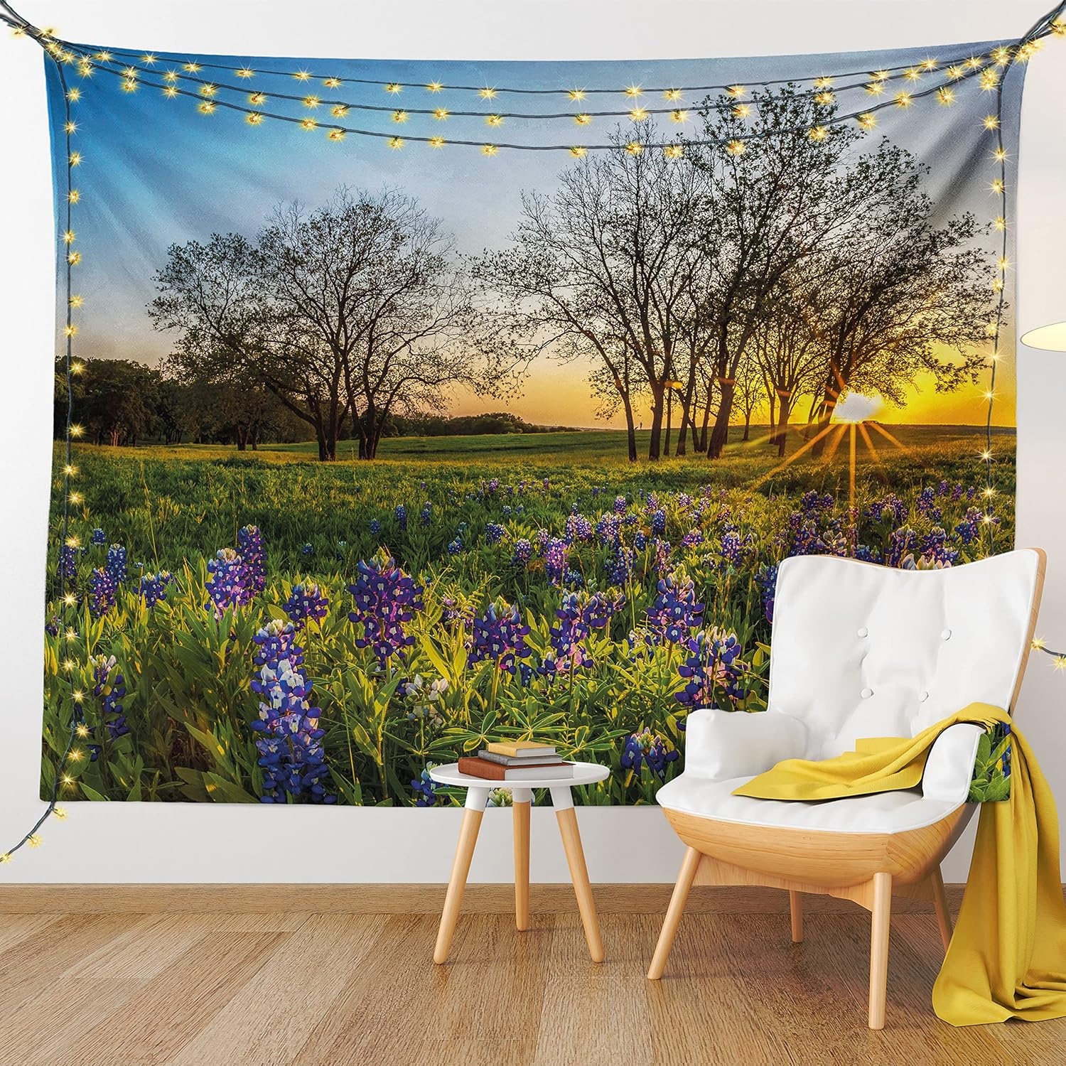 image:imageAmbesonne Nature Tapestry Country Scenery Meadow at Sunset Spring Season Beauty Foliage Eco Picture Wall Hanging for Bedroom Living Room Dorm Decor 40 X 60 Lavender Green