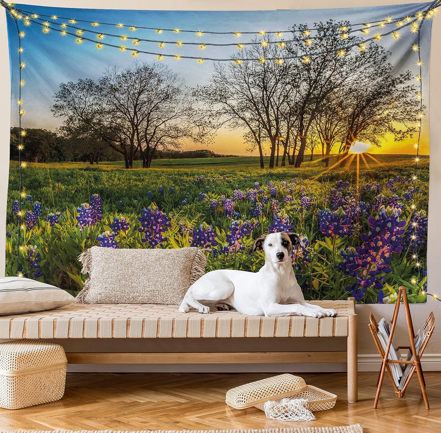 image:imageAmbesonne Nature Tapestry Country Scenery Meadow at Sunset Spring Season Beauty Foliage Eco Picture Wall Hanging for Bedroom Living Room Dorm Decor 40 X 60 Lavender Green