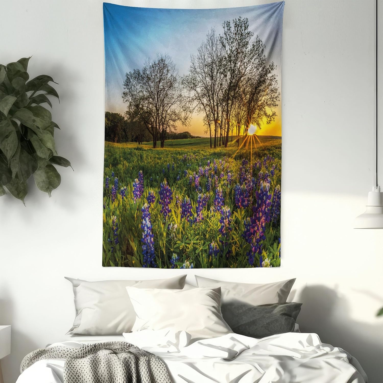 image:imageAmbesonne Nature Tapestry Country Scenery Meadow at Sunset Spring Season Beauty Foliage Eco Picture Wall Hanging for Bedroom Living Room Dorm Decor 40 X 60 Lavender Green