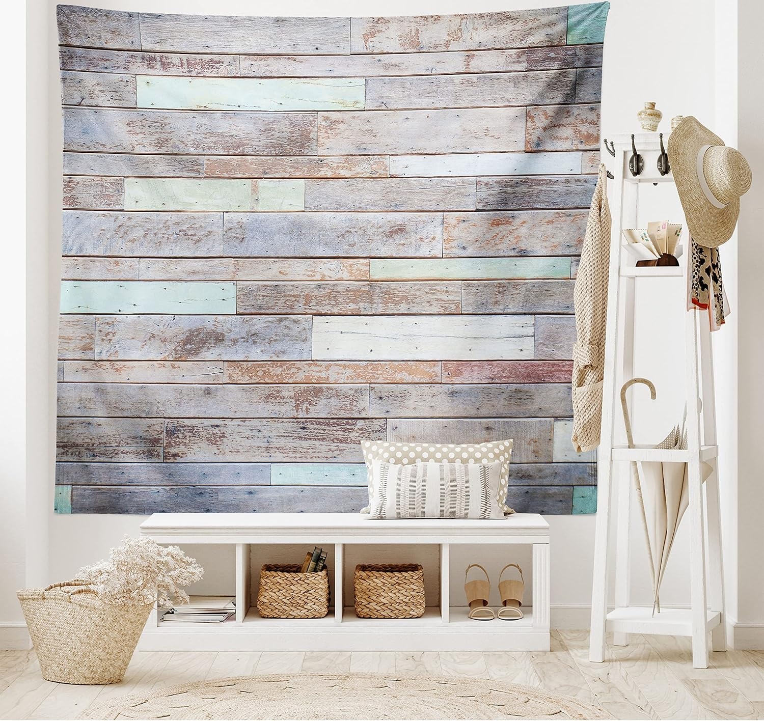 image:imageAmbesonne Rustic Tapestry Retro Style Old Fashioned Cabin Lumber Wall Boarding Building Panel Structure Wide Wall Hanging for Bedroom Living Room Dorm 80 X 60 Green Brown