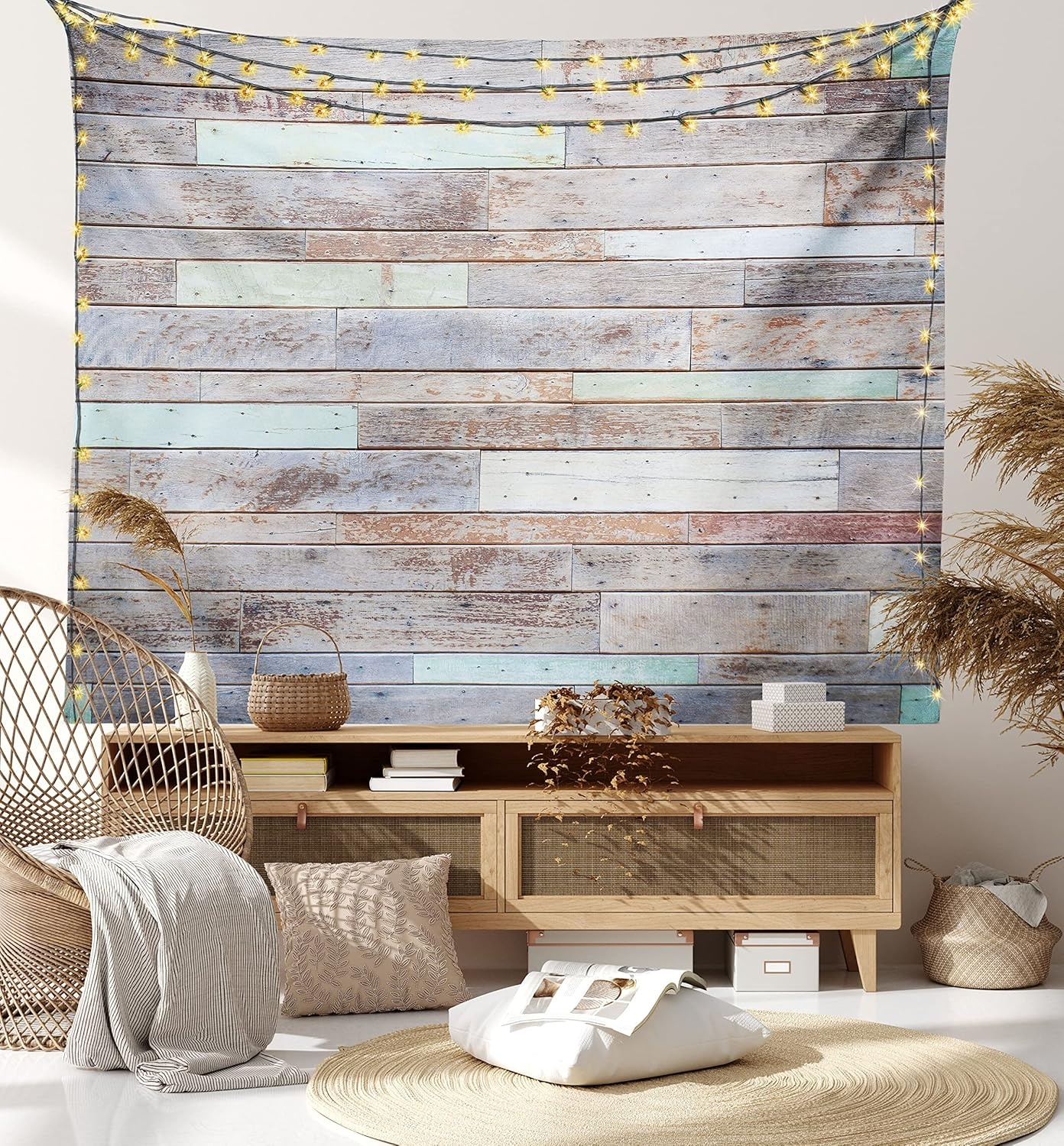 image:imageAmbesonne Rustic Tapestry Retro Style Old Fashioned Cabin Lumber Wall Boarding Building Panel Structure Wide Wall Hanging for Bedroom Living Room Dorm 80 X 60 Green Brown
