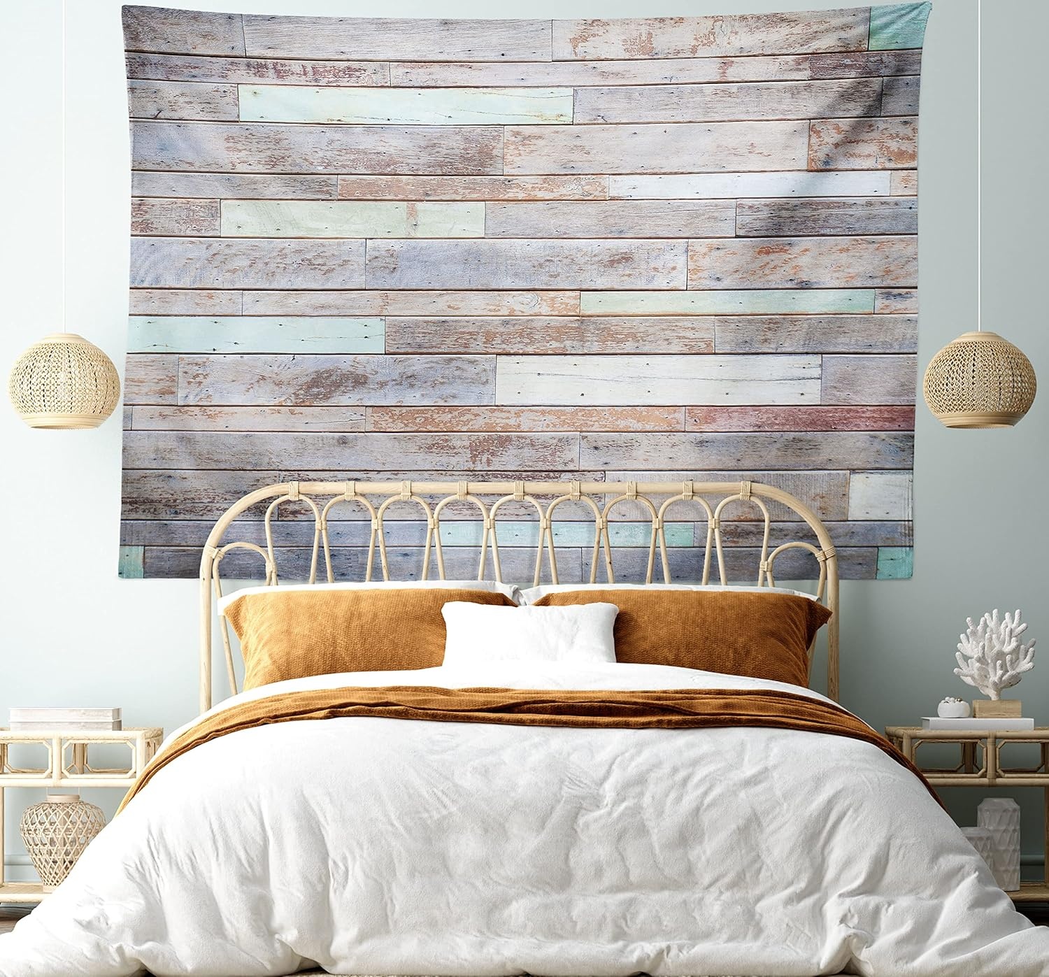 image:imageAmbesonne Rustic Tapestry Retro Style Old Fashioned Cabin Lumber Wall Boarding Building Panel Structure Wide Wall Hanging for Bedroom Living Room Dorm 80 X 60 Green Brown