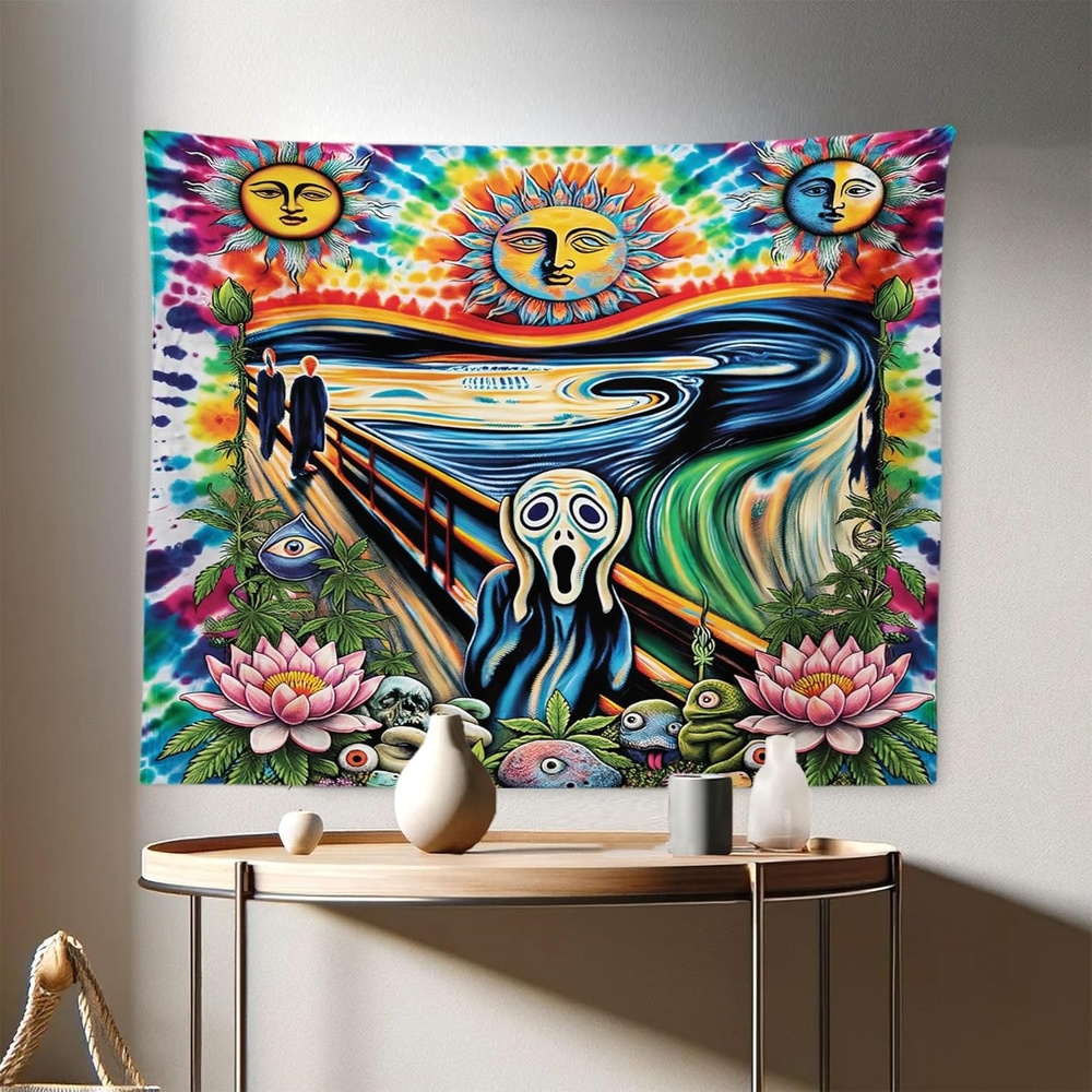 image:imageAmbesonne Fantasy Tapestry Celestial View of Snow Capped Mountains and Alien Planet Print Wide Wall Hanging for Bedroom Living Room Dorm 60 X 40 White and Navy BlueMulticolor Blue