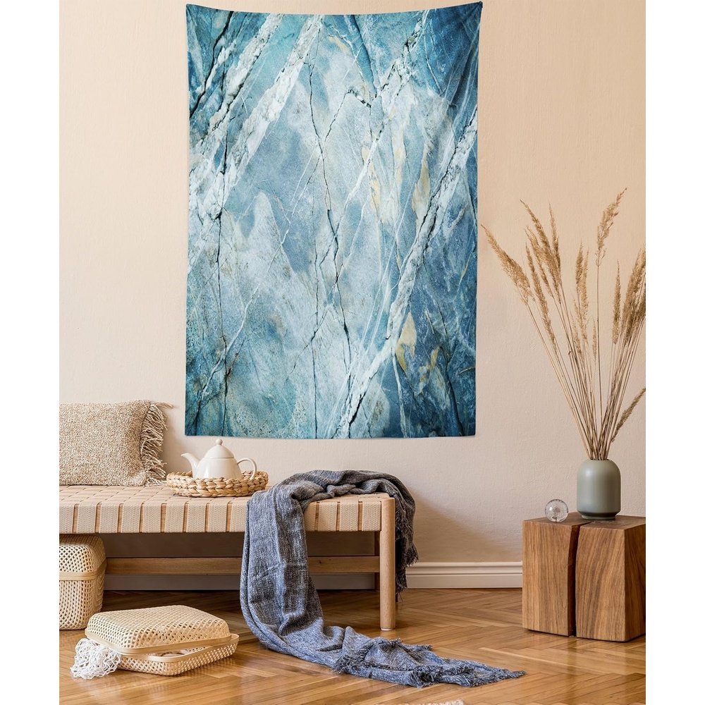 image:imageAmbesonne Fantasy Tapestry Celestial View of Snow Capped Mountains and Alien Planet Print Wide Wall Hanging for Bedroom Living Room Dorm 60 X 40 White and Navy BlueLight Blue