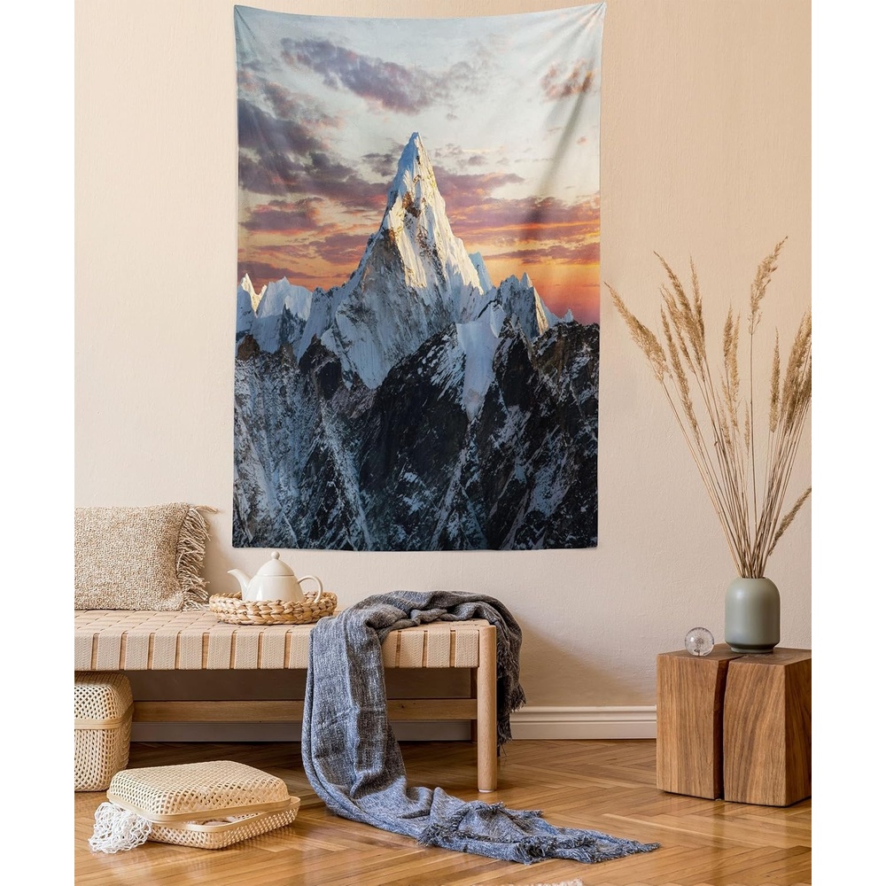 image:imageAmbesonne Fantasy Tapestry Celestial View of Snow Capped Mountains and Alien Planet Print Wide Wall Hanging for Bedroom Living Room Dorm 60 X 40 White and Navy BlueBluegrey Salmon