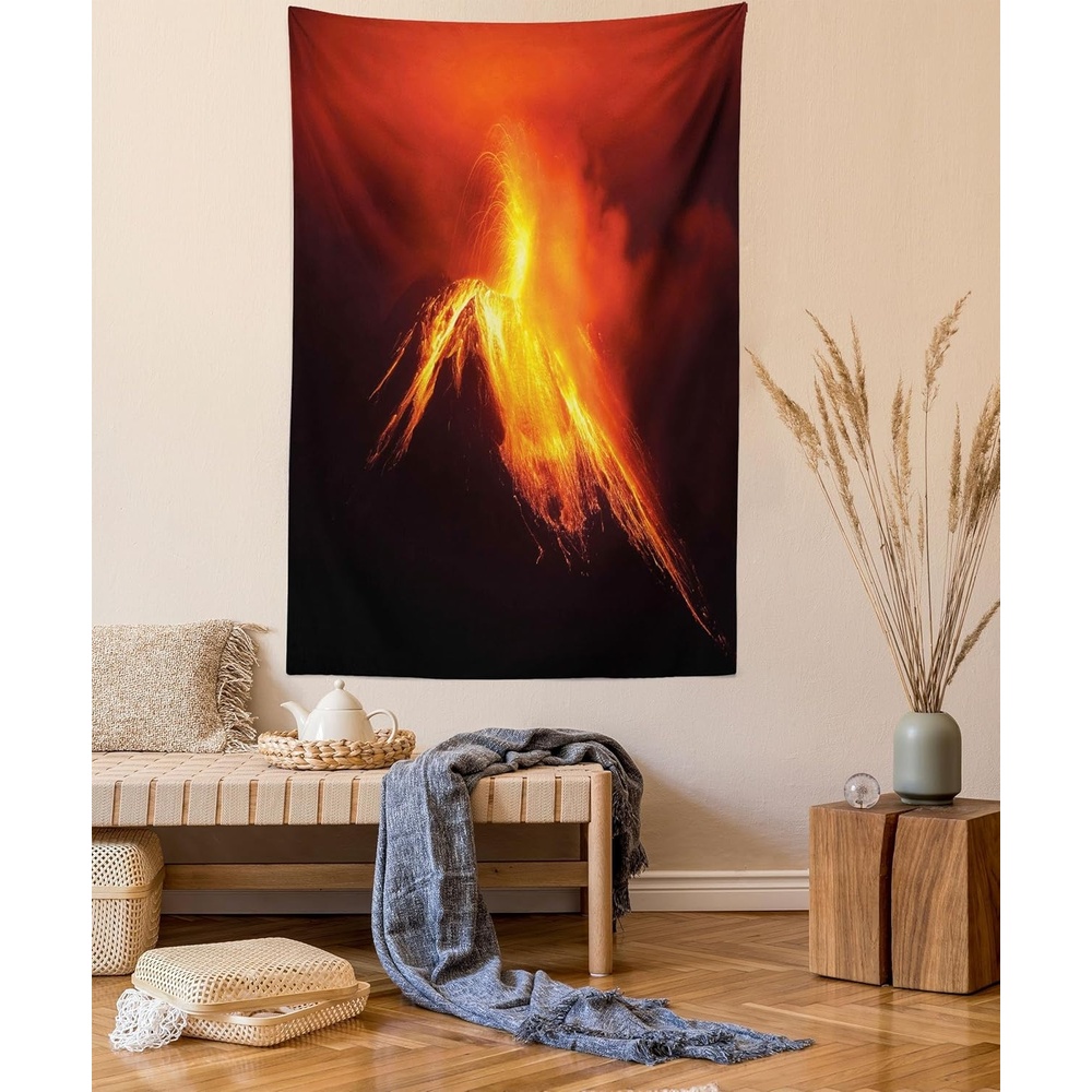 imageAmbesonne Modern Art Tapestry Hippie Funk Trippy Objects UFO Music Box Lips Tapes and Speakers Image Wall Hanging for Bedroom Living Room Dorm Decor 40 X 60 RainbowOrange Yellow Black