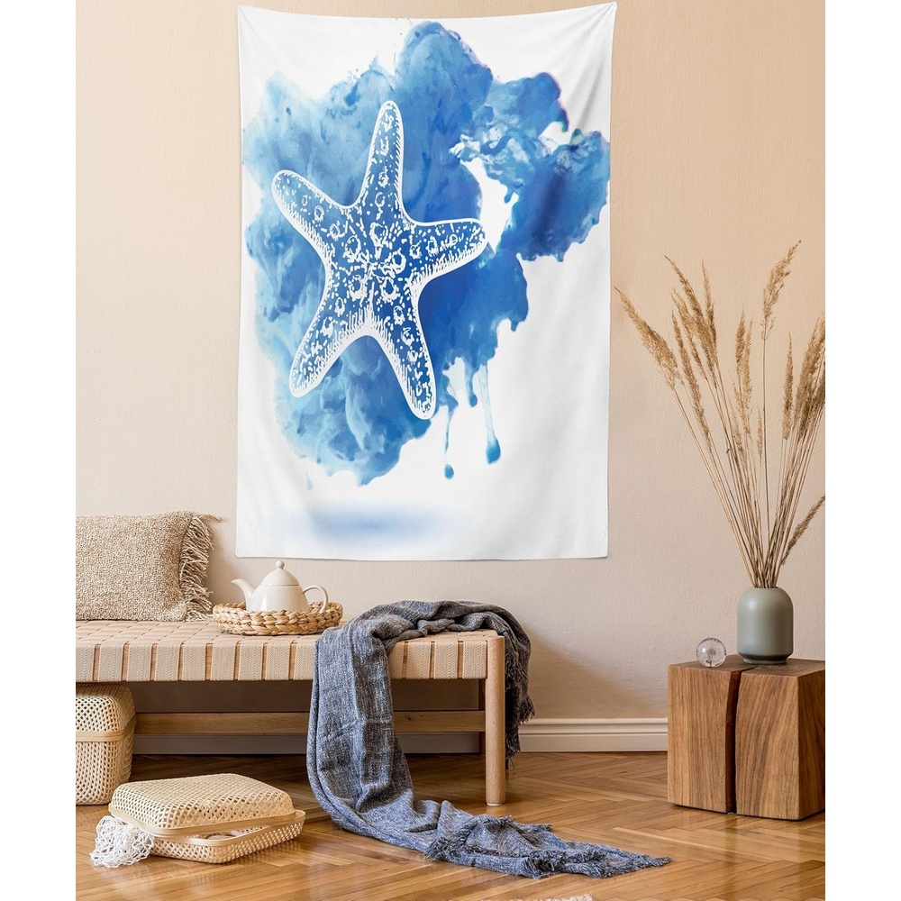 imageAmbesonne Modern Art Tapestry Hippie Funk Trippy Objects UFO Music Box Lips Tapes and Speakers Image Wall Hanging for Bedroom Living Room Dorm Decor 40 X 60 RainbowBlue