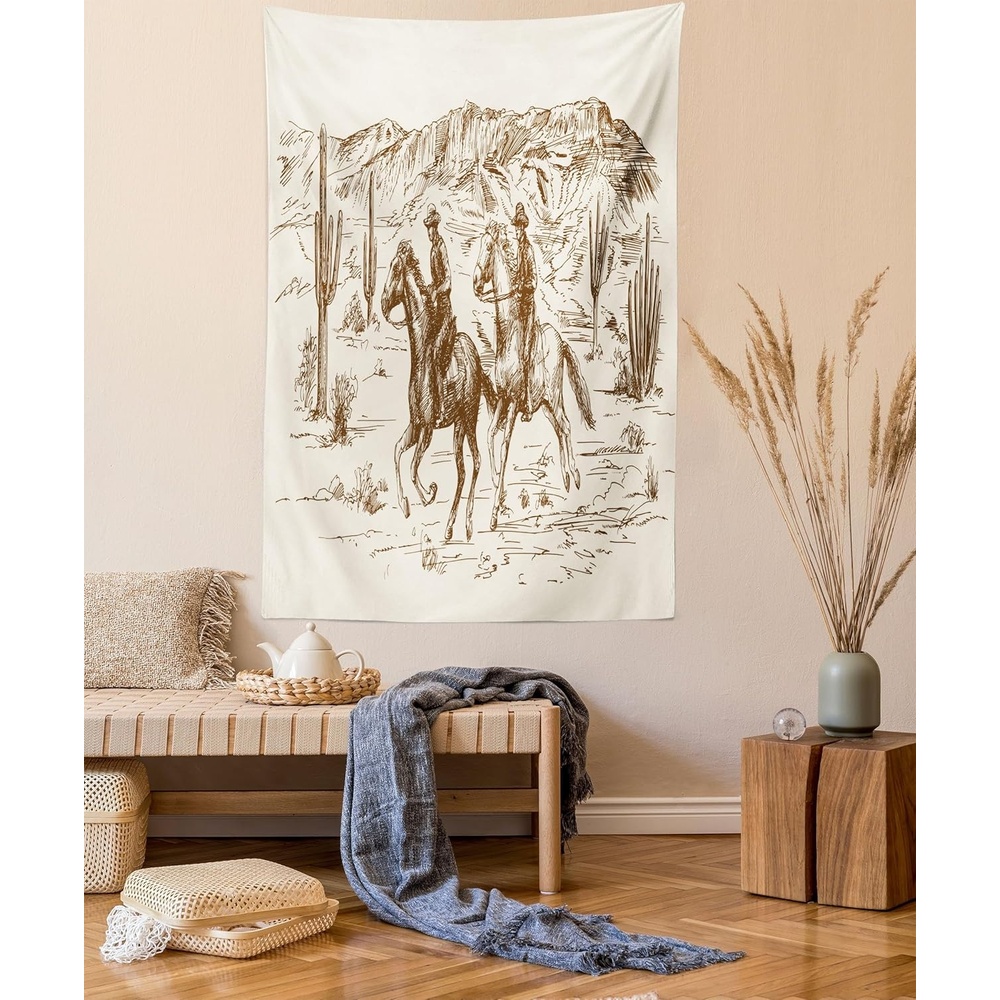 imageAmbesonne Modern Art Tapestry Hippie Funk Trippy Objects UFO Music Box Lips Tapes and Speakers Image Wall Hanging for Bedroom Living Room Dorm Decor 40 X 60 RainbowCream Umber