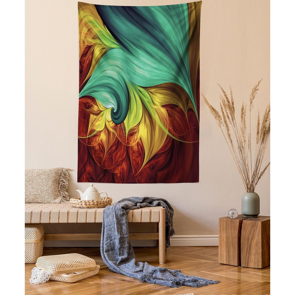 imageAmbesonne Modern Art Tapestry Hippie Funk Trippy Objects UFO Music Box Lips Tapes and Speakers Image Wall Hanging for Bedroom Living Room Dorm Decor 40 X 60 RainbowYellow Teal