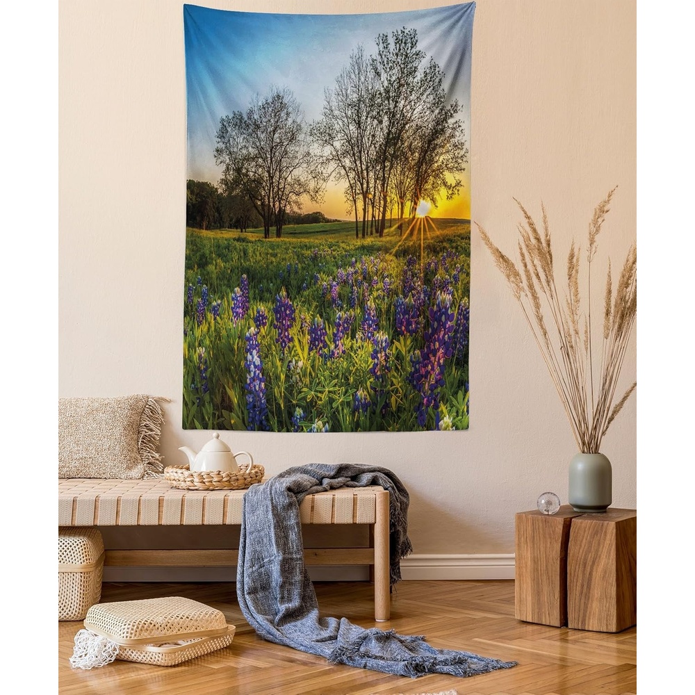 image:imageAmbesonne Nature Tapestry Country Scenery Meadow at Sunset Spring Season Beauty Foliage Eco Picture Wall Hanging for Bedroom Living Room Dorm Decor 40 X 60 Lavender Green