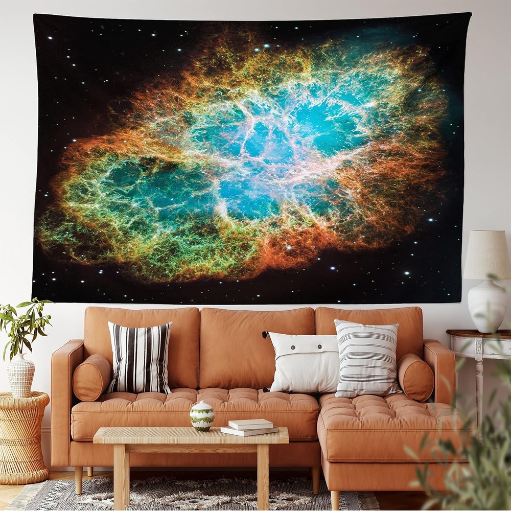 image:imageAmbesonne Outer Space Tapestry Image of Crab Nebula in Early Age Clean Version of Original Space Print Wide Wall Hanging for Bedroom Living Room Dorm 80 X 60 Black Teal Orange