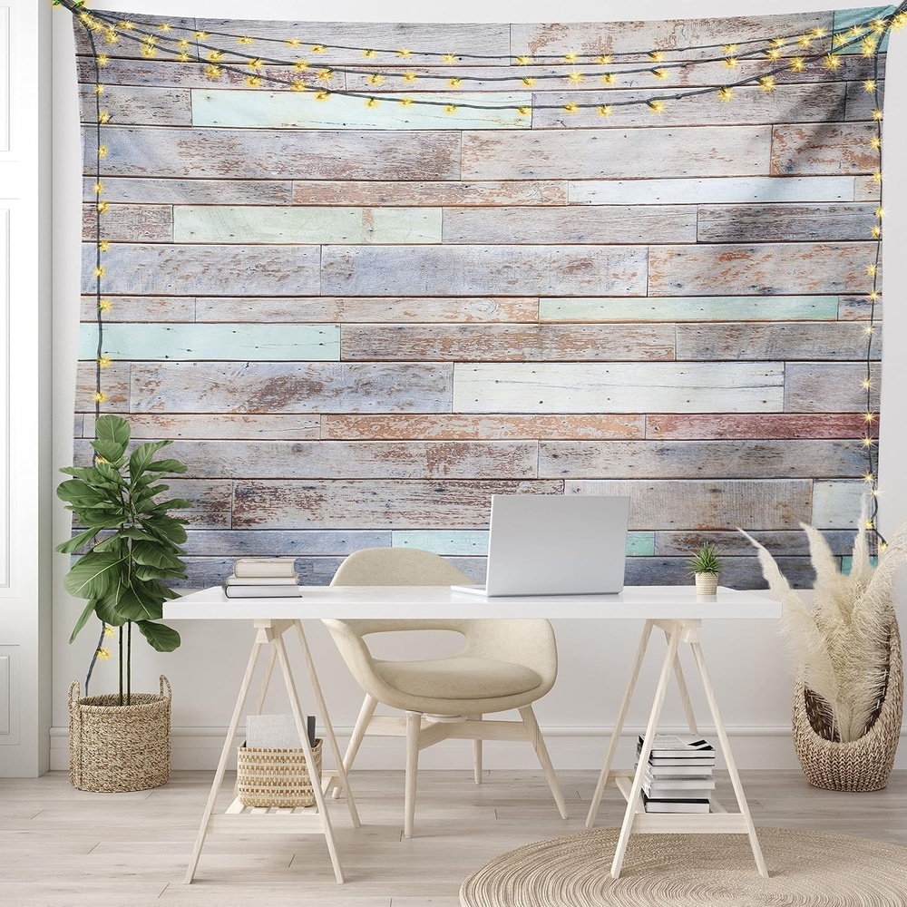 image:imageAmbesonne Rustic Tapestry Retro Style Old Fashioned Cabin Lumber Wall Boarding Building Panel Structure Wide Wall Hanging for Bedroom Living Room Dorm 80 X 60 Green Brown
