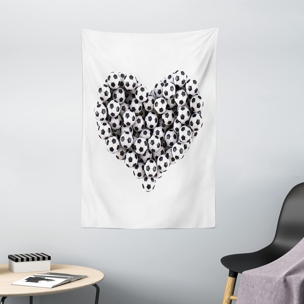 image:imageAmbesonne Sports Tapestry Heart from the Pile of Footballs Love for Sports Game Match Entertainment Activity Wall Hanging for Bedroom Living Room Dorm Decor 40 X 60 Black White