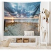 Ambesonne Beach Tapestry, Seaside Walking North Holland Netherland Sundown Romantic Sunlight Sunbeams, Wall Hanging for Bedroom Living Room Dorm Decor, 40″ X 60″, Bluegrey Beige Brown