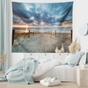 Ambesonne Beach Tapestry, Seaside Walking North Holland Netherland Sundown Romantic Sunlight Sunbeams, Wall Hanging for Bedroom Living Room Dorm Decor, 40″ X 60″, Bluegrey Beige Brown