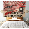 Ambesonne Cars Tapestry, Poster Style Image Gasoline Station Commercial Element Route 66 IllustrationPrint, Wide Wall Hanging for Bedroom Living Room Dorm, 80″ X 60″, Vermilion Beige