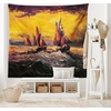 Ambesonne Country Tapestry, Image of Old Sailboats Ships Cruising in Waves at Sunrise Time Dark Sky Art, Wide Wall Hanging for Bedroom Living Room Dorm, 80″ X 60″, Yellow Orange