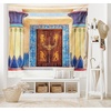 Ambesonne Egypt Tapestry, Old Building with Entry Door and Round Columns with Detailed Patterns, Wide Wall Hanging for Bedroom Living Room Dorm, 60″ X 40″, Chocolate Peach